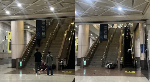 機車闖入台鐵板橋站！人車摔到B1　騎士頭破血流：我摔不死！
