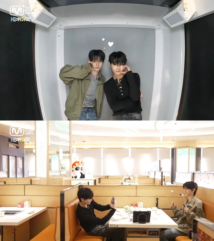 崔立于（上圖左）、NICHOLAS（王奕翔）夢幻合體，拍攝《KCON DATE》。翻攝YouTube