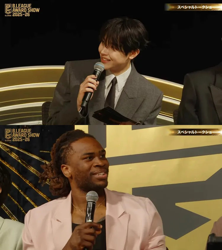 NICHOLAS（王奕翔，上圖）秀出3聲道，讓美國球員Jarrell Brantley驚呼「你到底會幾種語言」。翻攝YouTube