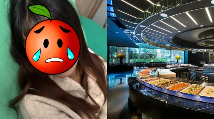 女子於被譽為「天下第一廳」的晶華酒店栢麗廳用餐，因誤食含蛋餐點引發過敏反應。讀者提供（左）、業者提供（右）