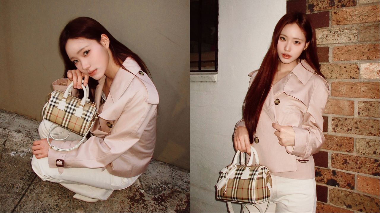 小S女兒Lily套粉嫩Burberry短版風衣 復古格紋包一拎根本時髦甜心