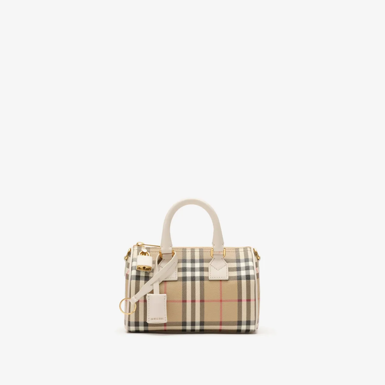 Burberry Vintage格紋&皂米色迷你格紋保齡球包，4萬8900元。品牌提供