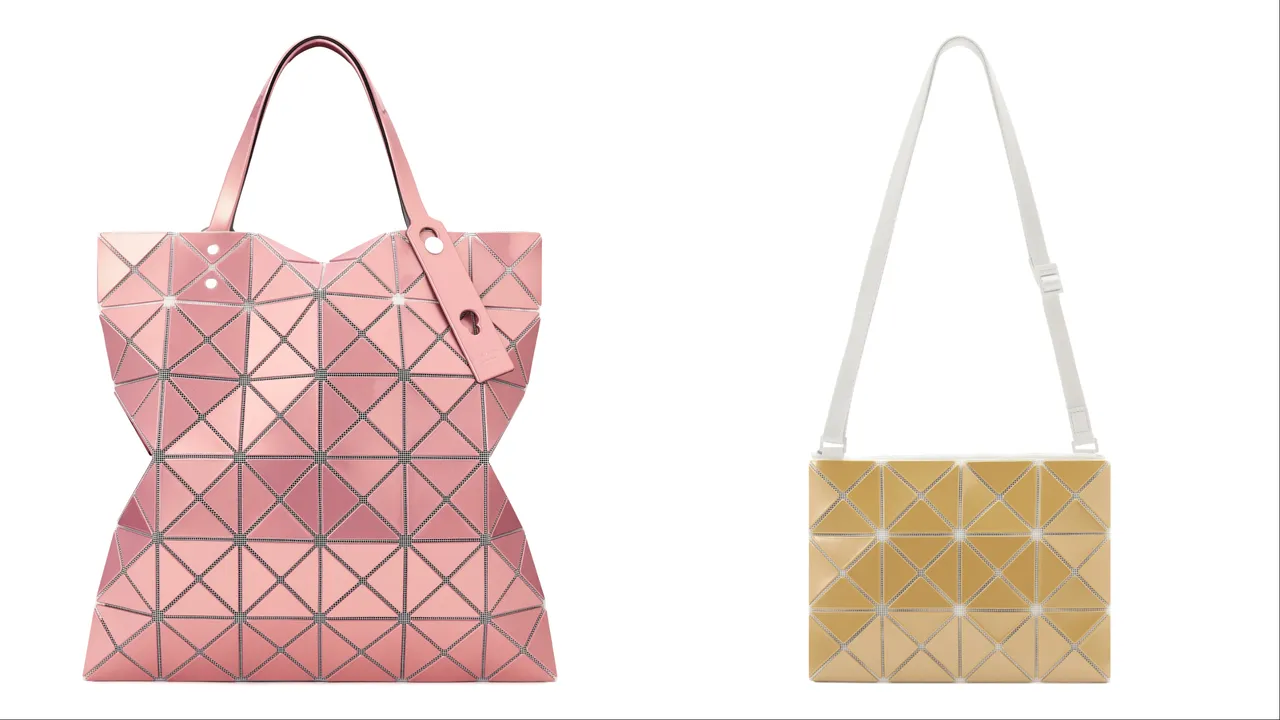 BAO BAO ISSEY MIYAKE LUCENT METALLIC托特包（左）1萬3600元、LUCENT METALLIC輕巧包（右）1萬200元。品牌提供