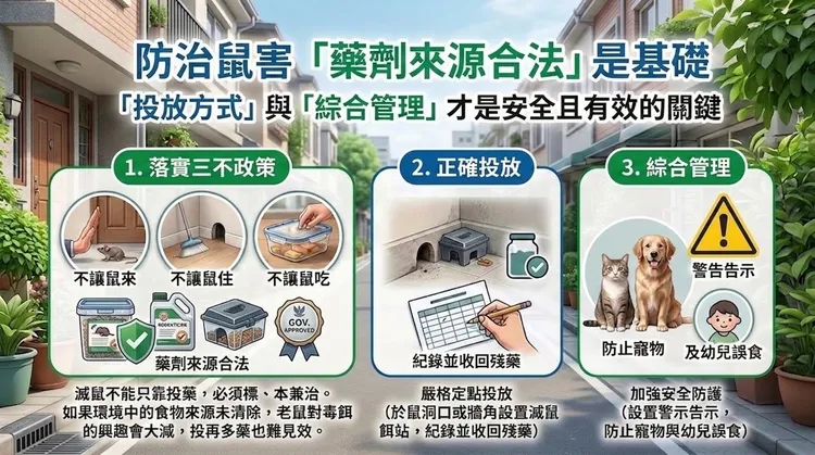毒餌施用方式建議遵守3原則。環境部