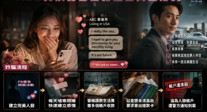 30歲女業務網戀ABC　全英文交談取信！送5銀行戶頭成詐團幫兇