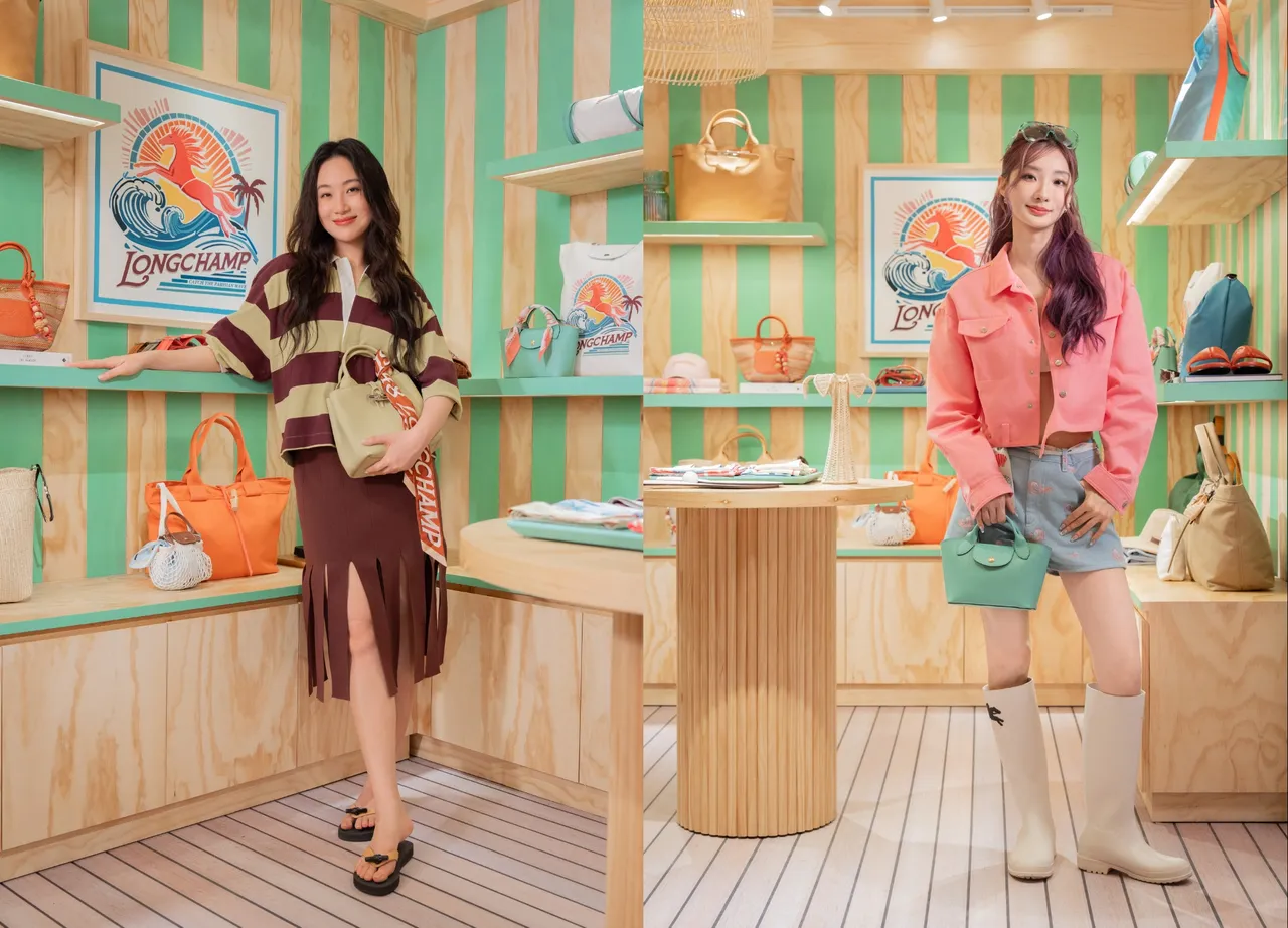 Melinda（左）、陳華（右）也現身LONGCHAMP夏季快閃店。品牌提供