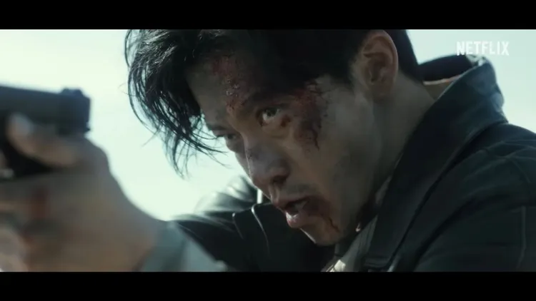 小栗旬飾演追捕氣體人的刑警。翻攝Netflix