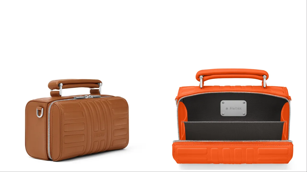 RIMOWAGroove系列干邑棕（左）、亮橙色小型斜背包（右），各3萬8600元。品牌提供