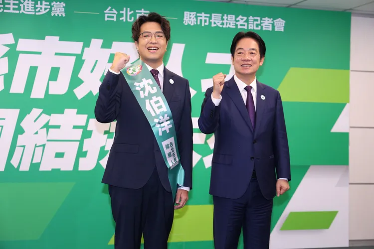 總統賴清德與民進黨台北市長提名人沈伯洋。莊宗達攝