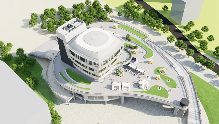 新竹市政府今日舉辦「科學教育館轉型進度說明記者會」，新竹科學教育館示意圖。新竹市府提供