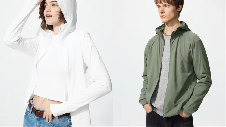 UNIQLO特級彈性AIRism防曬連帽外套（左）、DRY-EX防曬連帽外套（右），優惠價各790元。品牌提供