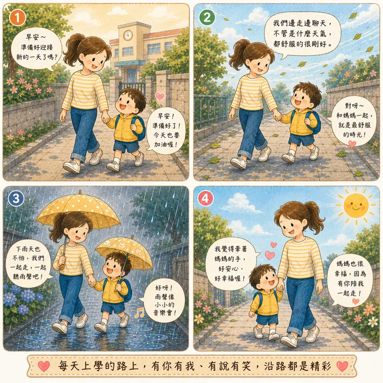 AI工具也能透過指令生成四格漫畫，將親子日常與回憶化成專屬母親節禮物。AI生成示意圖