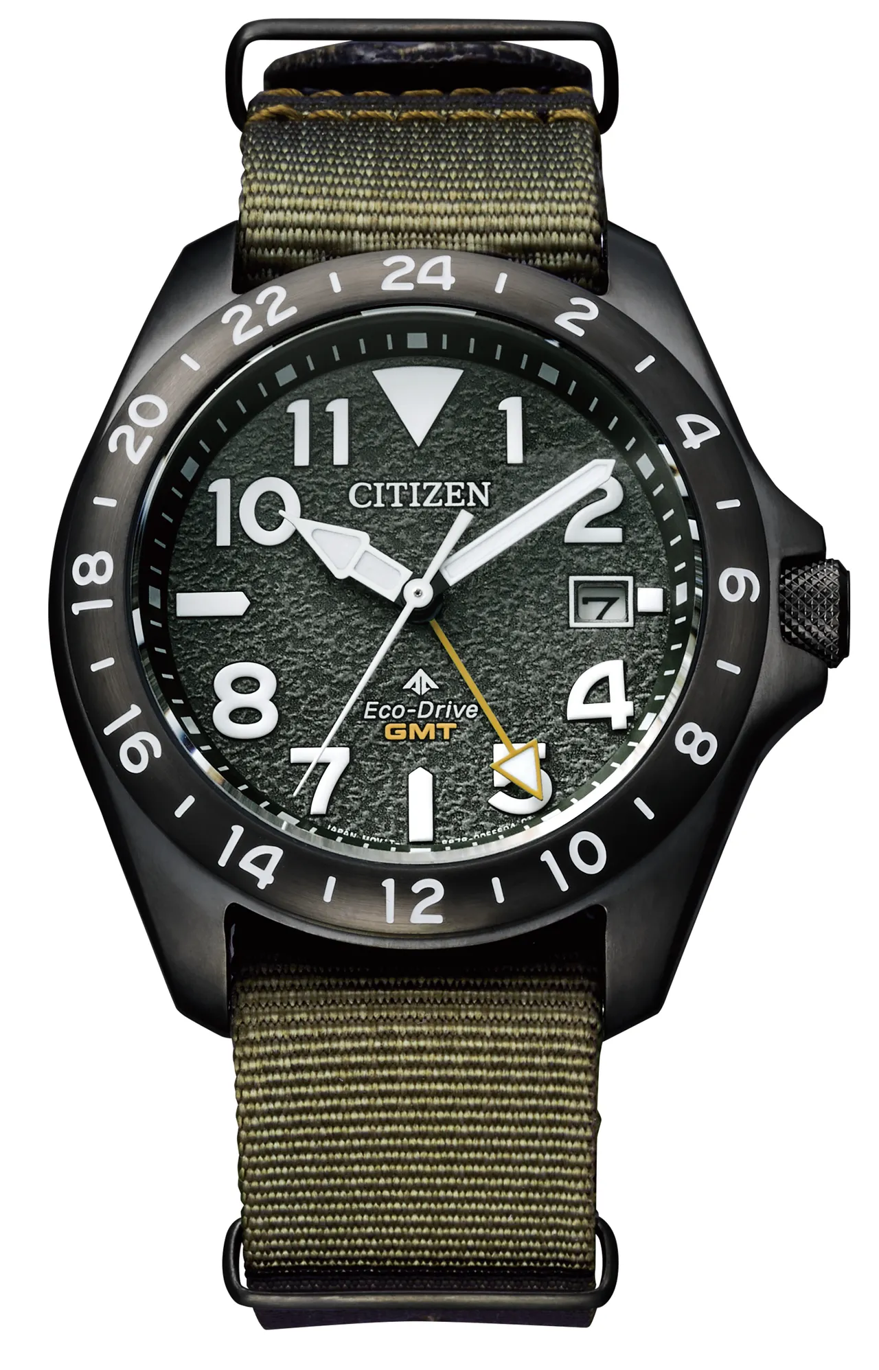 CITIZEN光動能GMT兩地時間顯示腕錶BJ7155-05X，2萬1800元。品牌提供