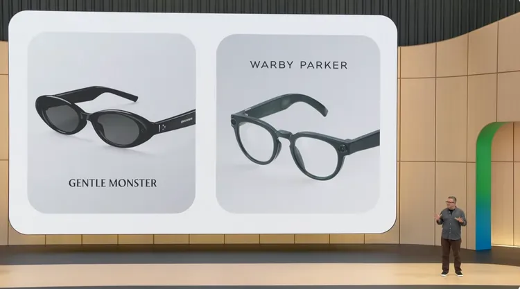 Google展示Android XR智慧眼鏡合作夥伴，包括Gentle Monster與Warby Parker，未來Google將結合AI與時尚眼鏡設計推動新一代智慧穿戴裝置。Google I/O