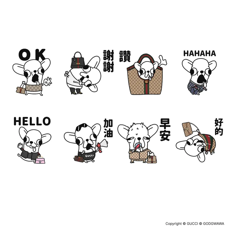 GUCCI官方LINE帳號推出《變種吉娃娃》限定貼圖。品牌提供