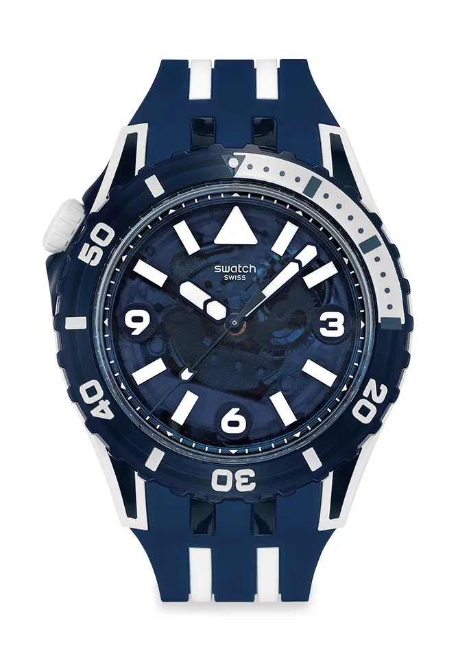 SWATCH SCUBAQUA系列SEA WASP腕錶（深藍色款），4850元。品牌提供