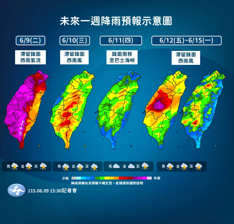 降雨趨勢。氣象署提供