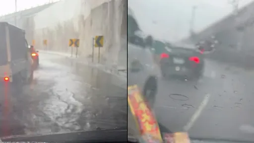 雙北暴雨！水源快速道路傳淹水　僅剩內側通行（影）