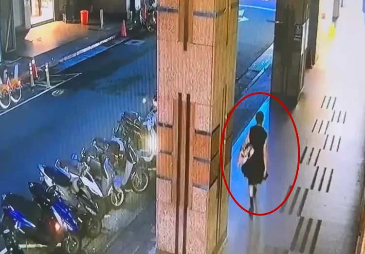 法國男子得手後離去背影被路口監視器拍下，警方循線於板橋區抓到人。翻攝畫面