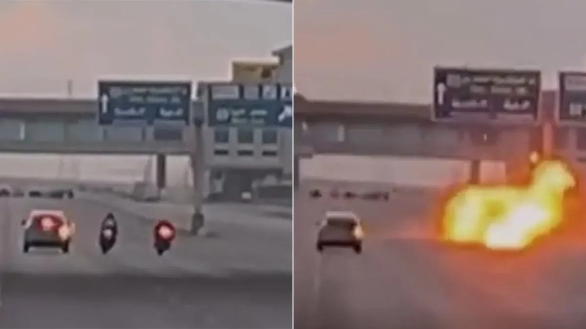 影片｜汽車突右偏釀禍　「兩重機相撞爆炸」騎士雙亡