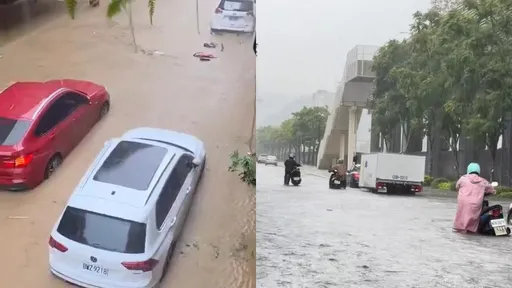 內湖變湖了！北市淹水慘況至南港車站　災害應變中心升到二級