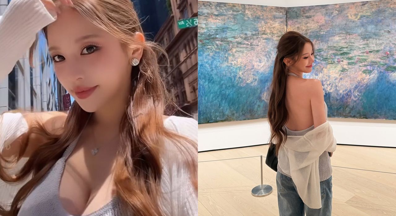 蔡瑞雪爆乳逛紐約美術館 嬌喊「褲子忘記扣扣子」