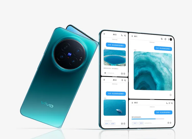 vivo X Fold6採用大尺寸內外雙螢幕設計，展開後可同時開啟多個App視窗，主打摺疊大螢幕多工操作體驗，並搭載蔡司聯名相機模組。vivo官網