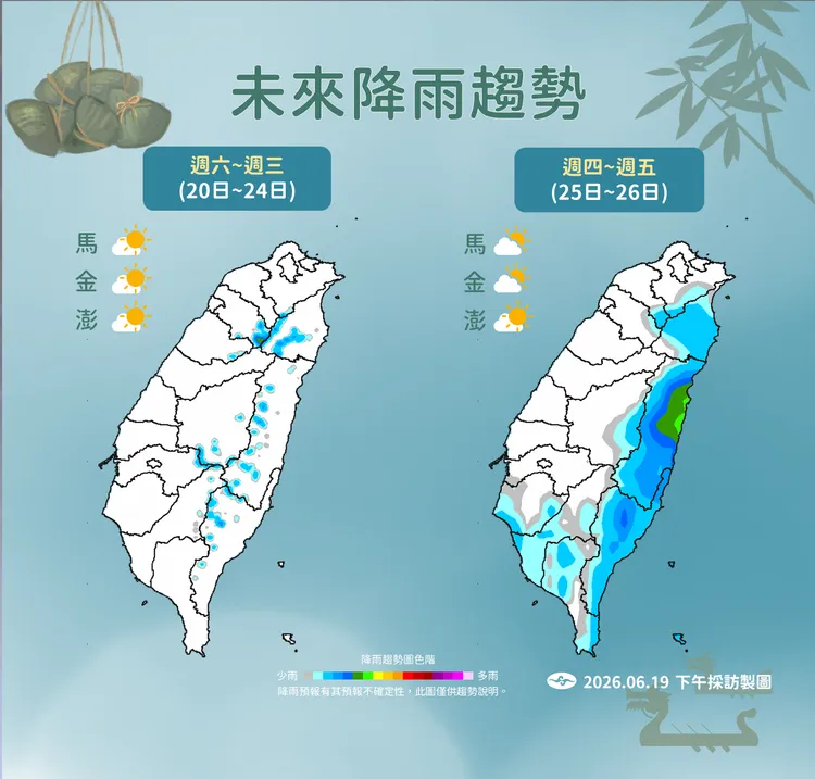 未來降雨趨勢。氣象署提供