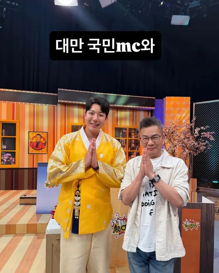 尹大滿（左）昨天去錄沈玉琳的節目，尊稱他是「台灣國民MC」。翻攝尹大滿IG