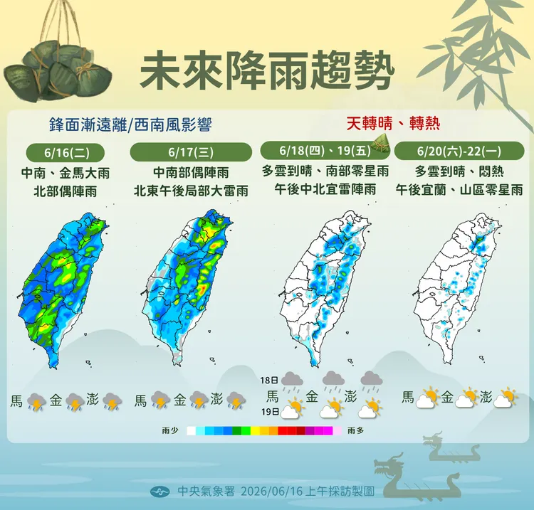 降雨趨勢。氣象署提供