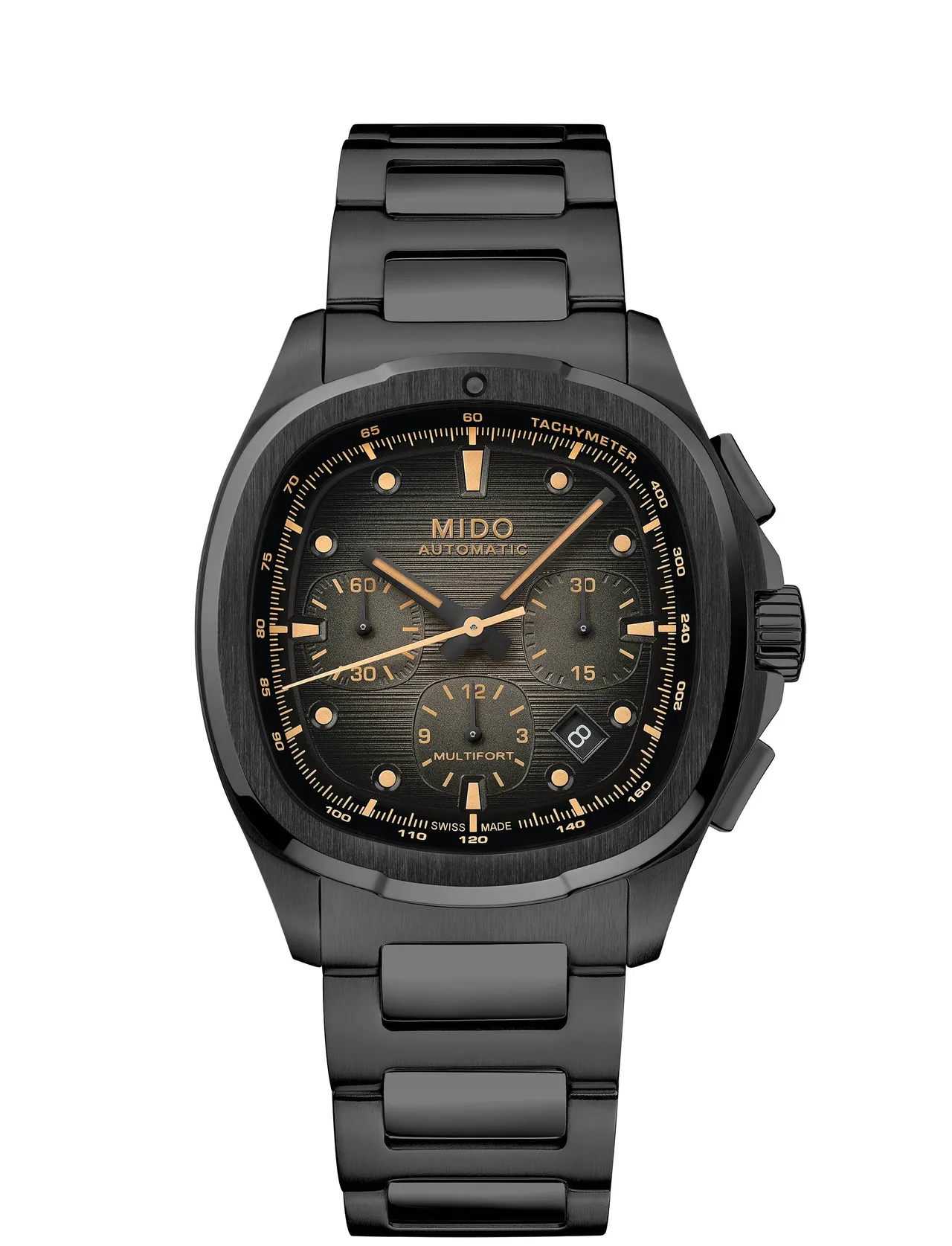 MIDO Multifort TV Chronograph計時碼錶黑色PVD款，8萬6300元。品牌提供