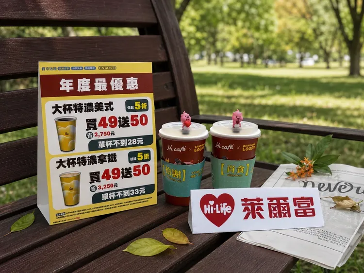 Hi café即日起至6月23日推出限時超值優惠。萊爾富提供