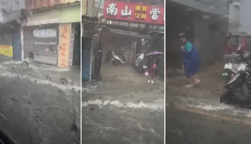 淡水暴雨成「淡水河」？街道淹成汪洋　民眾驚呼：一覺醒來世界變了