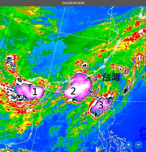 3塊紫色雲團「面積比台灣還大」！ 鄭明典：恐致災性大雨