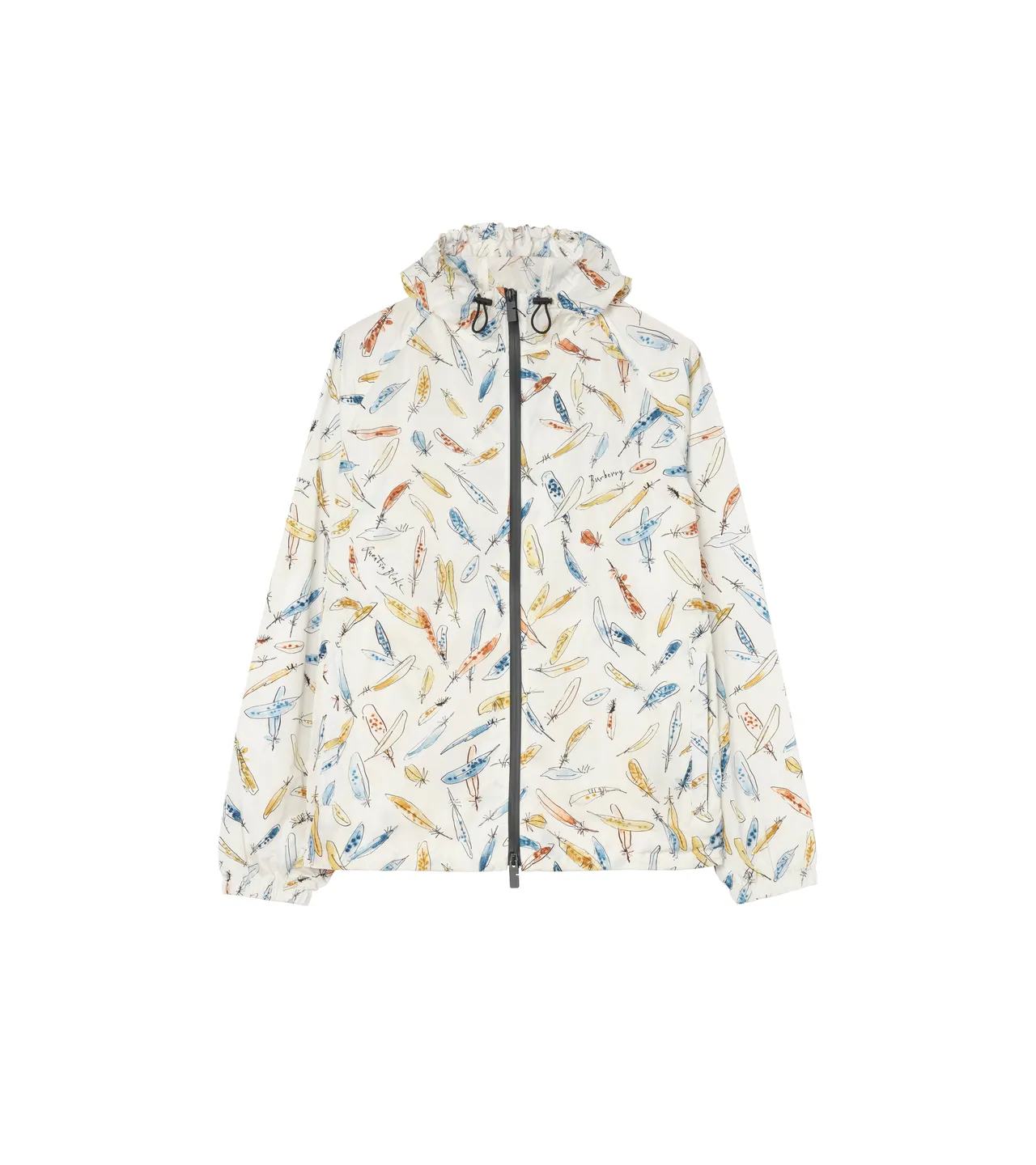 Burberry墨藍色羽毛印花Clapton尼龍連帽外套，4萬6500元。品牌提供