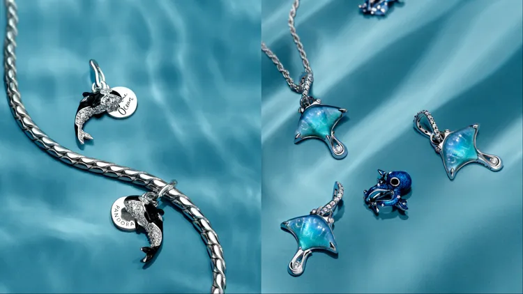 包括虎鯨、章魚、鬼蝠魟都以閃亮設計呈現出清爽視覺。品牌提供