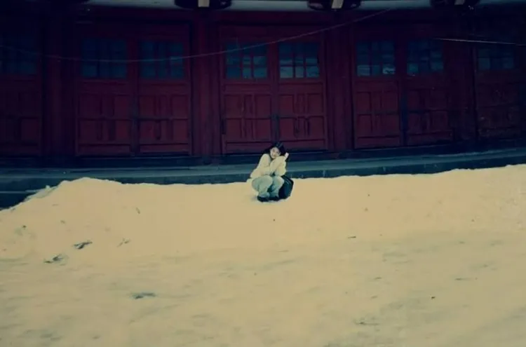 大S當年在日本雪地慘摔。翻攝小S臉書