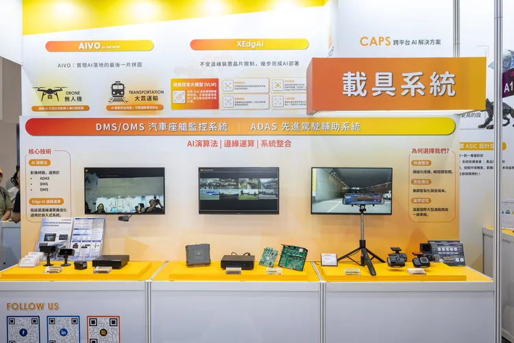 擷發科技針對不同應用情境，於現場同步展出三大車載解決方案。透過 AI 行車紀錄器、AI 電子後照鏡與車隊管理行車紀錄器，提供涵蓋 ADAS、DMS 及 OMS 的全面主動安全防護。公司提供