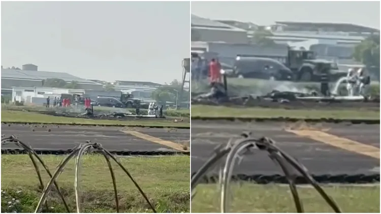 T-34墜毀現場畫面！機身殘骸焦黑　2飛官殉職