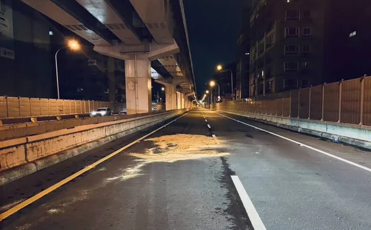 溫姓替代役男被林姓計程車司機丟包台64快速道路，遭4車輾過慘死。翻攝畫面