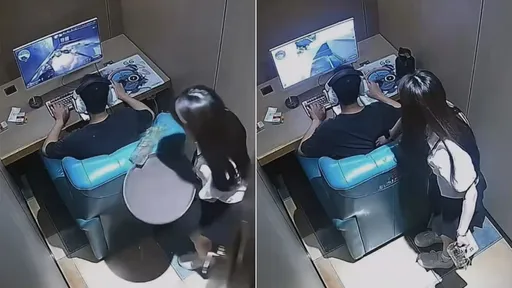 影片｜被妹子熱茶淋身「遊戲也不能停」　網咖玩家被讚神隊友