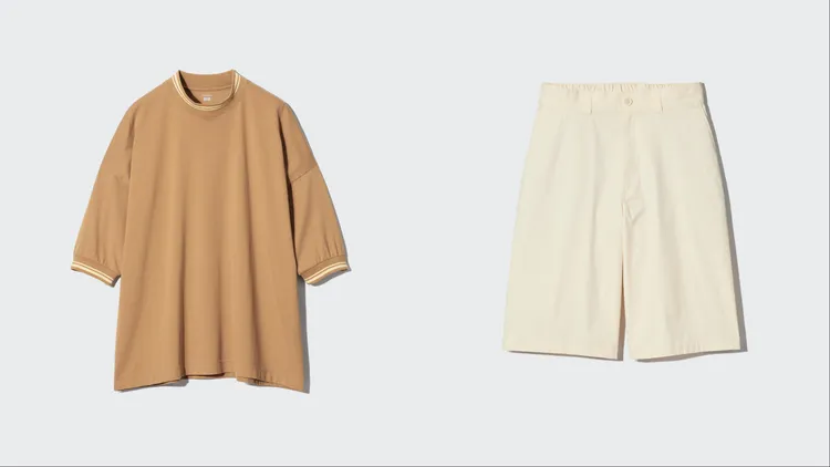 UNIQLO F.RISSO 2026夏日膠囊系列SUPIMACOTTON寬版T恤（左）590元、寬版短褲（右）990元。品牌提供