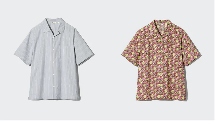 UNIQLO F.RISSO 2026夏日膠囊系列條紋襯衫（左）、印花襯衫（右），各1290元。品牌提供
