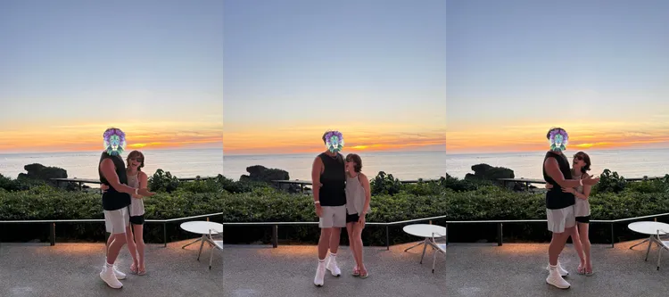 孫藝真今天一連放了3張夫妻同框照放閃，玄彬照慣例臉被貼上圖案。翻攝孫藝真IG