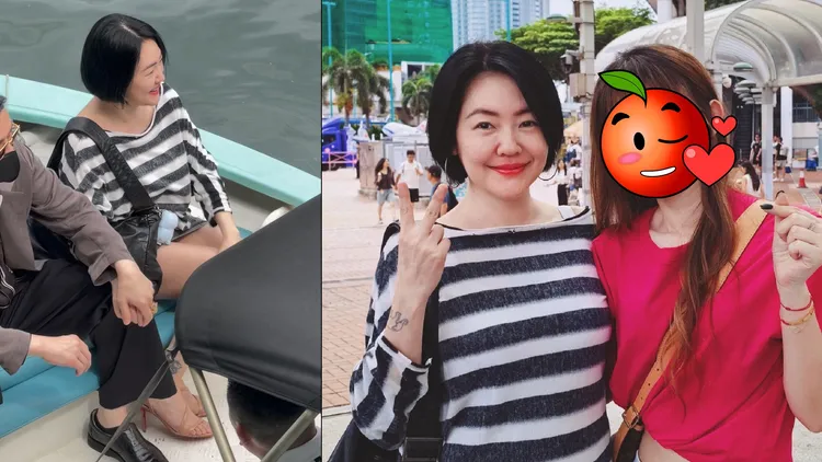 小S和Mike牽手搭船，她和民眾合照被指撞臉阿雅。翻攝好運來小紅書、美少女の事妳少管小紅書