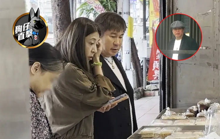 胡瓜（右）與康康（小圖）結束宣傳活動後，和老婆丁柔安到東門市場買港式點心。特勤中心攝