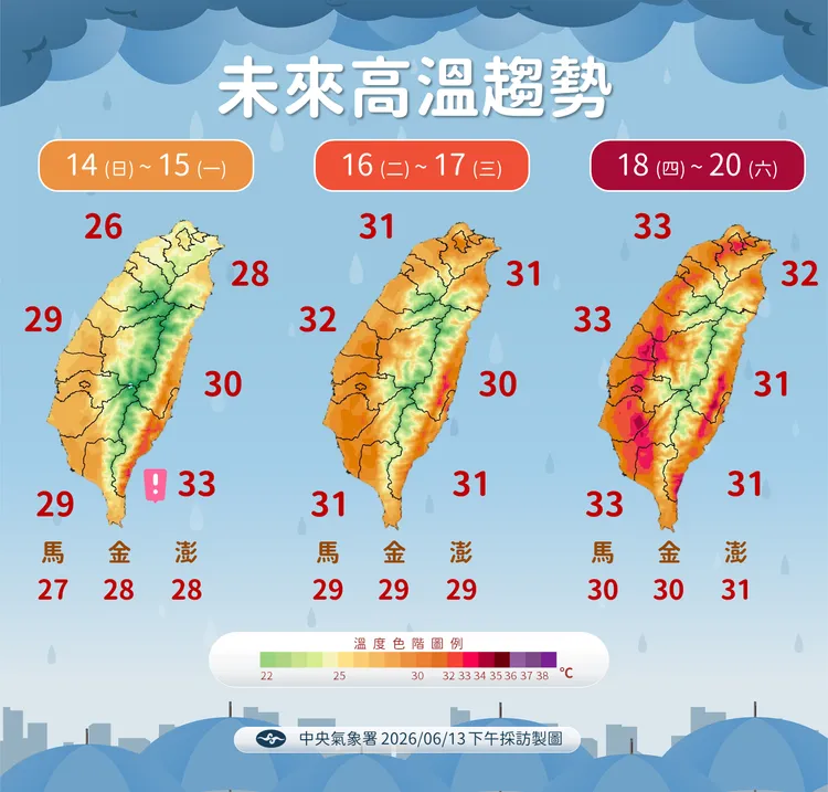 未來高溫趨勢。氣象署提供