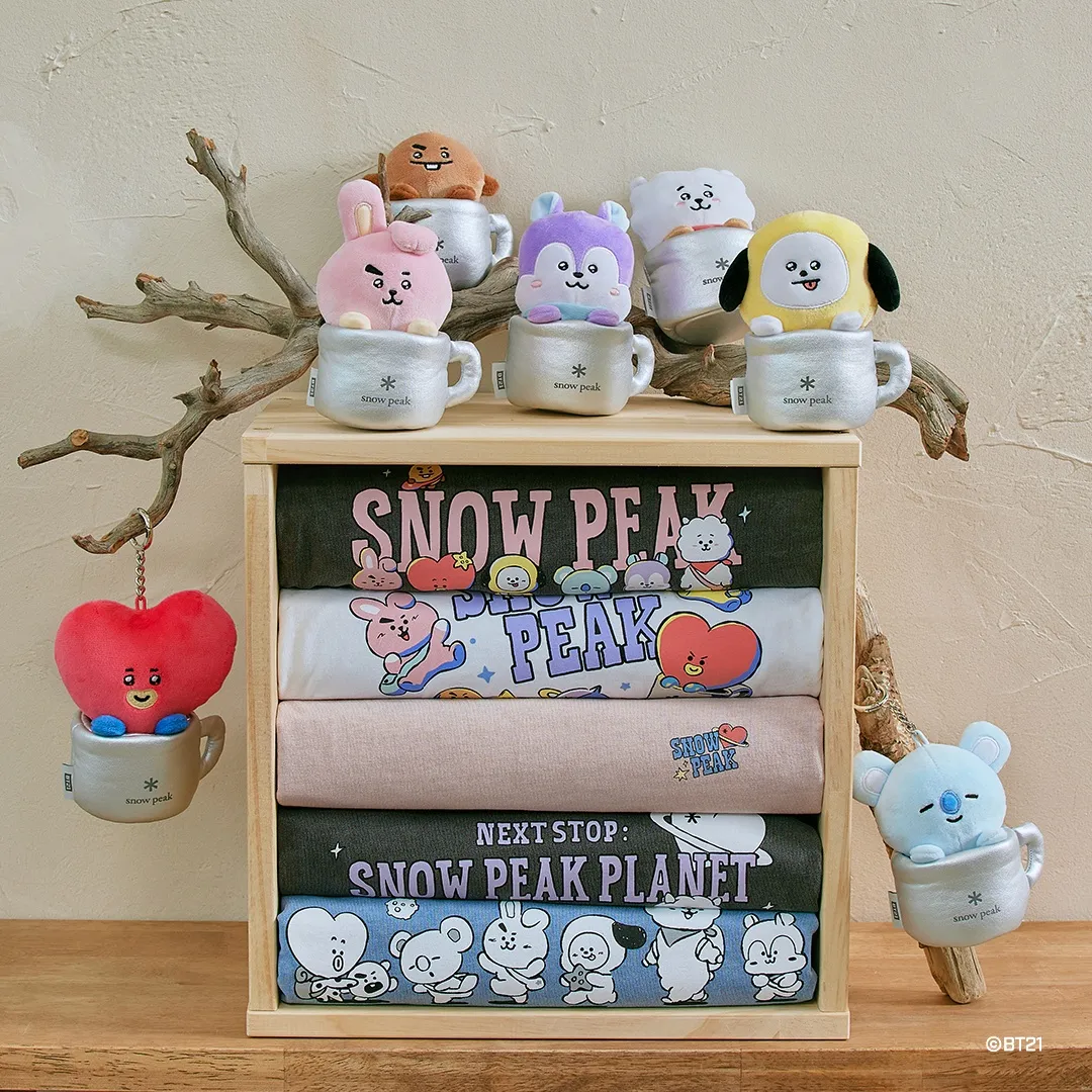 Snow Peak聯名BT21系列推出服飾、鑰匙圈。品牌提供