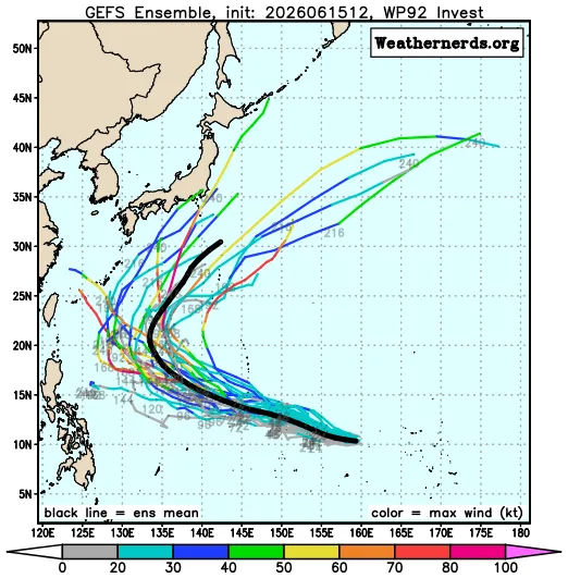 一週天氣前段各地易雨，後段高溫放晴留意午後雷雨。翻攝weathernerds