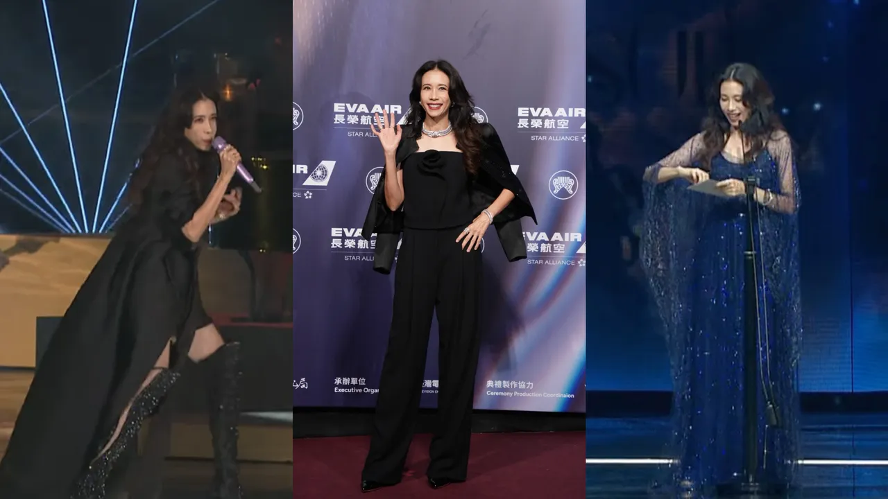 莫文蔚睽違10年現身金曲獎超有誠意，紅毯、表演到頒獎連換3套美衫。攝影中心攝、翻攝金曲獎YT